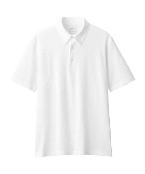 無印良品（ムジルシリョウヒン）の「紳士　涼感ＵＶカット鹿の子編みボタンダウン半袖ポロシャツ（ポロシャツ・メンズ・ホワイト/ライトグレー/ダークネイビー/ネイビー/ブラック・S/L/XL/M）」の10枚目の写真