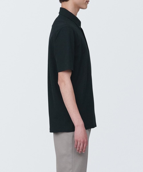 無印良品（ムジルシリョウヒン）の「紳士　涼感ＵＶカット鹿の子編みボタンダウン半袖ポロシャツ（ポロシャツ・メンズ・ホワイト/ライトグレー/ダークネイビー/ネイビー/ブラック・S/L/XL/M）」の13枚目の写真