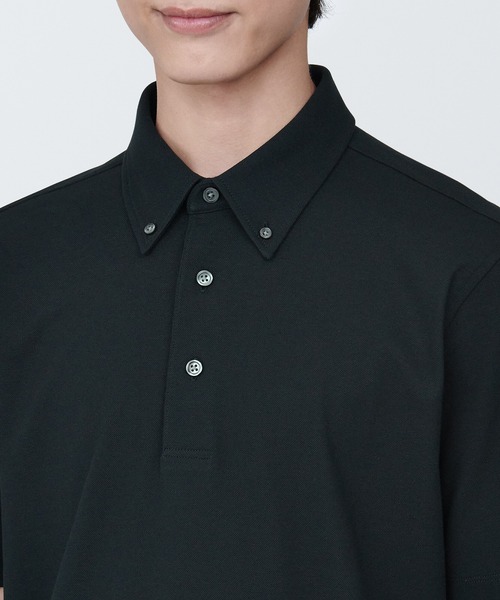 無印良品（ムジルシリョウヒン）の「紳士　涼感ＵＶカット鹿の子編みボタンダウン半袖ポロシャツ（ポロシャツ・メンズ・ホワイト/ライトグレー/ダークネイビー/ネイビー/ブラック・S/L/XL/M）」の15枚目の写真