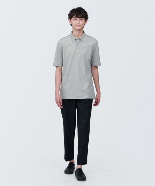 無印良品（ムジルシリョウヒン）の「紳士　涼感ＵＶカット鹿の子編みボタンダウン半袖ポロシャツ（ポロシャツ・メンズ・ホワイト/ライトグレー/ダークネイビー/ネイビー/ブラック・S/L/XL/M）」の18枚目の写真