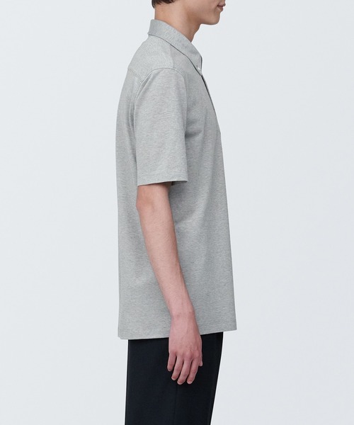 無印良品（ムジルシリョウヒン）の「紳士　涼感ＵＶカット鹿の子編みボタンダウン半袖ポロシャツ（ポロシャツ・メンズ・ホワイト/ライトグレー/ダークネイビー/ネイビー/ブラック・S/L/XL/M）」の19枚目の写真