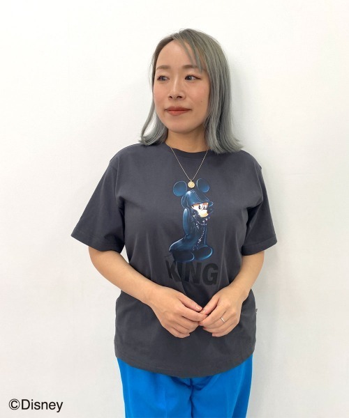 Tシャツ カットソー レディース 王様 ミッキーマウスキングダム ハーツ/ 綿100％ プリント シックスタイル 夏 | M〜5L | ニッセン nissen 王様(ミッキーマウス)/キングダム ハーツ/綿100％プリントT