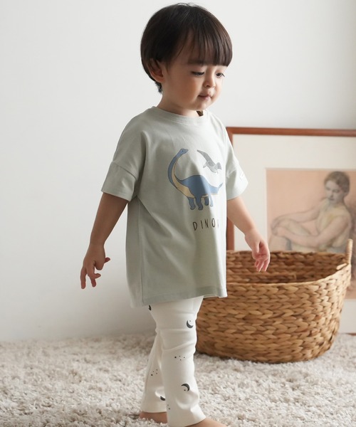 PUPPAPUPO(プッパプーポ)の「半袖 Tシャツ(Tシャツ/カットソー・キッズ・グレイッシュベージュ/ホワイト×グリーン/ホワイト×ブルー/ミント・100/110/80/90)」の6枚目の写真