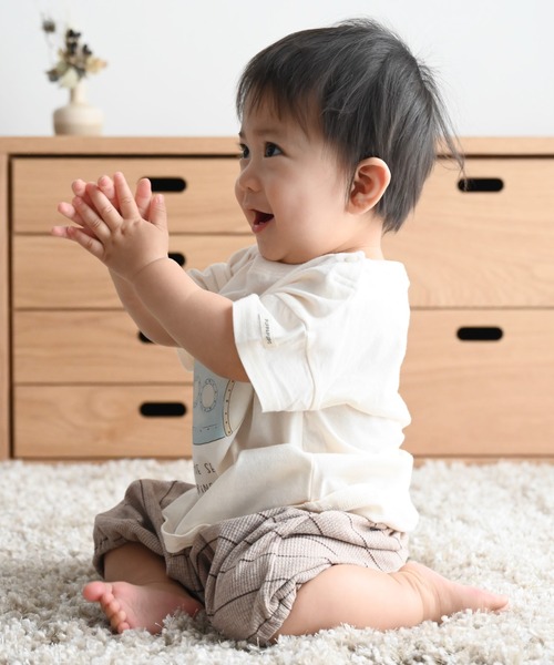 PUPPAPUPO(プッパプーポ)の「半袖 Tシャツ(Tシャツ/カットソー・キッズ・グレイッシュベージュ/ホワイト×グリーン/ホワイト×ブルー/ミント・100/110/80/90)」の12枚目の写真