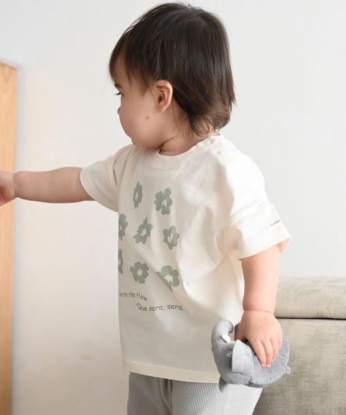 PUPPAPUPO(プッパプーポ)の「半袖 Tシャツ(Tシャツ/カットソー・キッズ・グレイッシュベージュ/ホワイト×グリーン/ホワイト×ブルー/ミント・100/110/80/90)」の8枚目の写真