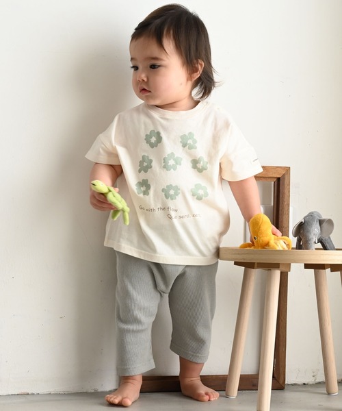 PUPPAPUPO(プッパプーポ)の「半袖 Tシャツ(Tシャツ/カットソー・キッズ・グレイッシュベージュ/ホワイト×グリーン/ホワイト×ブルー/ミント・100/110/80/90)」の9枚目の写真