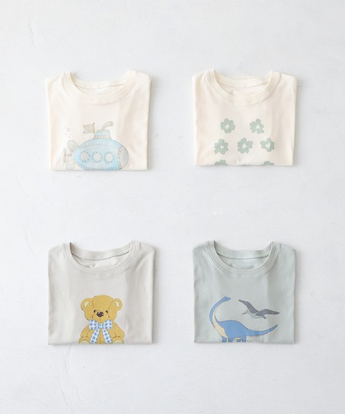 PUPPAPUPO(プッパプーポ)の「半袖 Tシャツ(Tシャツ/カットソー・キッズ・グレイッシュベージュ/ホワイト×グリーン/ホワイト×ブルー/ミント・100/110/80/90)」の21枚目の写真