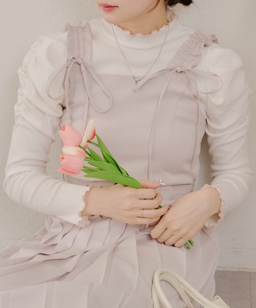 Another Branch olive des olive（アナザーブランチオリーブデオリーブ）の「肩ひもフリルプリーツＪＳＫ（ワンピース・レディース・ブラック/サックスブルー/グレイッシュベージュ・FREE）」の3枚目の写真