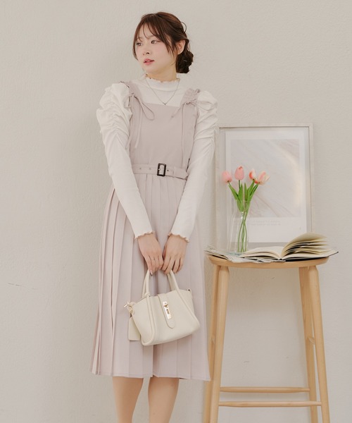 Another Branch olive des olive（アナザーブランチオリーブデオリーブ）の「肩ひもフリルプリーツＪＳＫ（ワンピース・レディース・ブラック/サックスブルー/グレイッシュベージュ・FREE）」の8枚目の写真