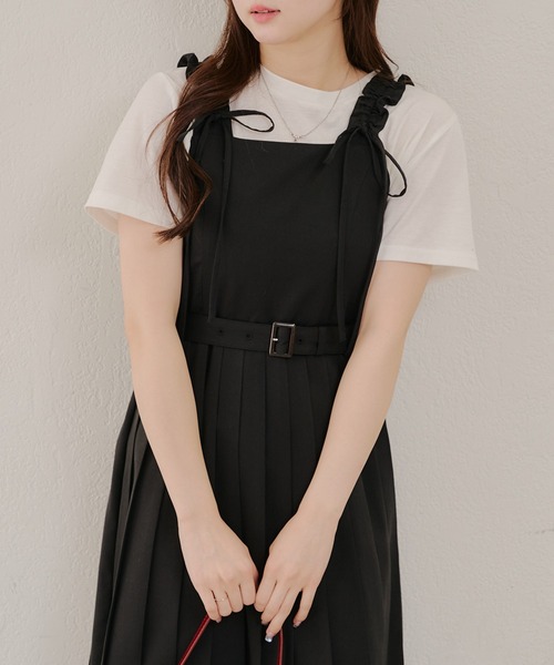 Another Branch olive des olive（アナザーブランチオリーブデオリーブ）の「肩ひもフリルプリーツＪＳＫ（ワンピース・レディース・ブラック/サックスブルー/グレイッシュベージュ・FREE）」の12枚目の写真