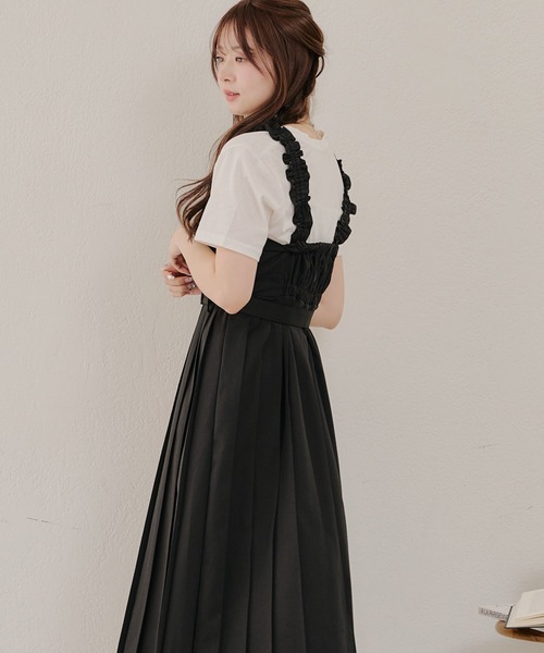 Another Branch olive des olive（アナザーブランチオリーブデオリーブ）の「肩ひもフリルプリーツＪＳＫ（ワンピース・レディース・ブラック/サックスブルー/グレイッシュベージュ・FREE）」の13枚目の写真