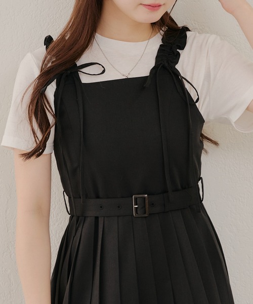 Another Branch olive des olive（アナザーブランチオリーブデオリーブ）の「肩ひもフリルプリーツＪＳＫ（ワンピース・レディース・ブラック/サックスブルー/グレイッシュベージュ・FREE）」の14枚目の写真