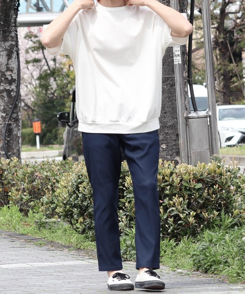 Bling Leads(ブリングリーズ)の「【RS】【Bling Leads】梨地 オーバーサイズクルーネックTシャツ(Tシャツ/カットソー・メンズ・オフホワイト/チャコールグレー・MEDIUM/LARGE)」の5枚目の写真
