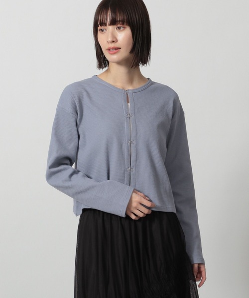 LAKOLE(ラコレ)の「ワッフルフックカーディガン長袖 / 327682(カーディガン/ボレロ・レディース・その他1/チャコール/ブルー/イエロー・FREE)」の3枚目の写真