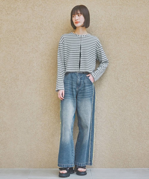 LAKOLE(ラコレ)の「ワッフルフックカーディガン長袖 / 327682(カーディガン/ボレロ・レディース・その他1/チャコール/ブルー/イエロー・FREE)」の5枚目の写真