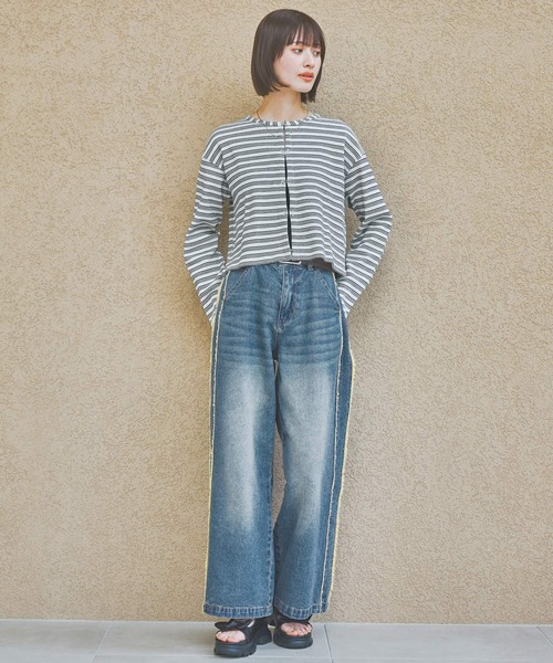 LAKOLE(ラコレ)の「ワッフルフックカーディガン長袖 / 327682(カーディガン/ボレロ・レディース・その他1/チャコール/ブルー/イエロー・FREE)」の7枚目の写真