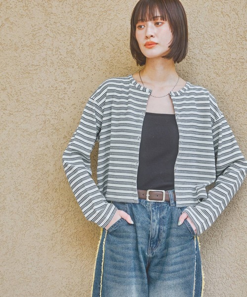 LAKOLE(ラコレ)の「ワッフルフックカーディガン長袖 / 327682(カーディガン/ボレロ・レディース・その他1/チャコール/ブルー/イエロー・FREE)」の10枚目の写真