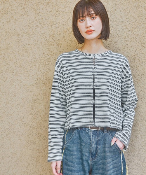 LAKOLE(ラコレ)の「ワッフルフックカーディガン長袖 / 327682(カーディガン/ボレロ・レディース・その他1/チャコール/ブルー/イエロー・FREE)」の11枚目の写真