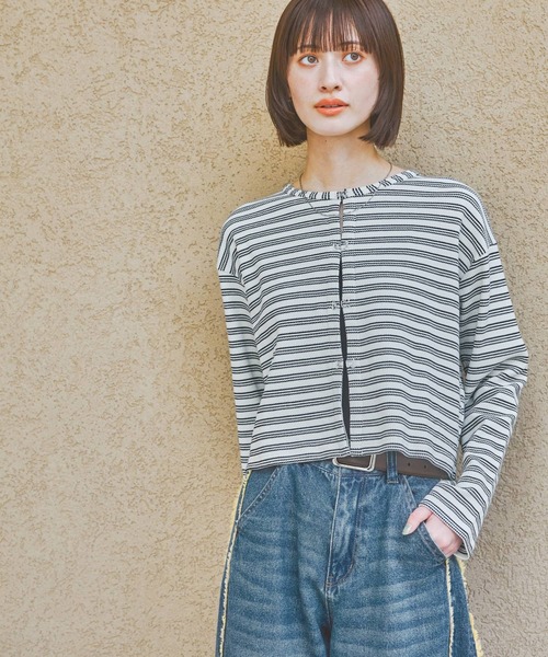 LAKOLE(ラコレ)の「ワッフルフックカーディガン長袖 / 327682(カーディガン/ボレロ・レディース・その他1/チャコール/ブルー/イエロー・FREE)」の12枚目の写真