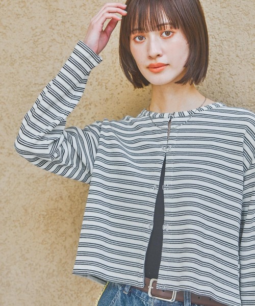 LAKOLE(ラコレ)の「ワッフルフックカーディガン長袖 / 327682(カーディガン/ボレロ・レディース・その他1/チャコール/ブルー/イエロー・FREE)」の14枚目の写真