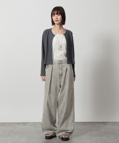 LAKOLE(ラコレ)の「ワッフルフックカーディガン長袖 / 327682(カーディガン/ボレロ・レディース・その他1/チャコール/ブルー/イエロー・FREE)」の16枚目の写真