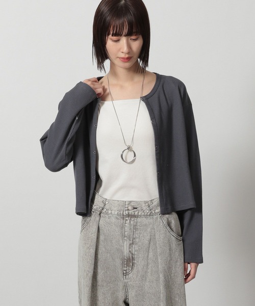 LAKOLE(ラコレ)の「ワッフルフックカーディガン長袖 / 327682(カーディガン/ボレロ・レディース・その他1/チャコール/ブルー/イエロー・FREE)」の21枚目の写真