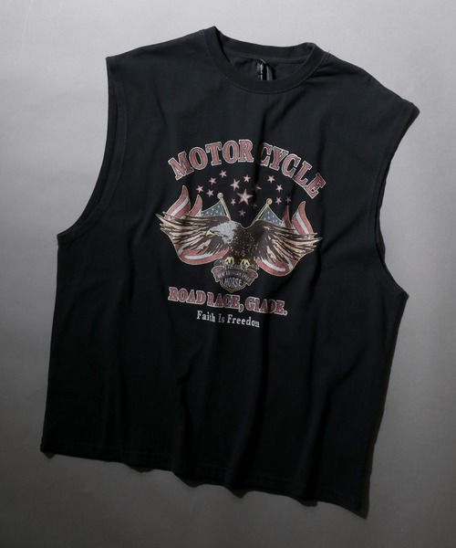 SITRY（シトリー）の「Pigment Graphic No Sleeve Shirt/ピグメント加工 ヴィンテージライク ロックプリント ノースリーブシャツ（タンクトップ・メンズ・ブラック×ホワイト/ブラック系その他4/ブラック系その他6/ブラック系1/ブラック系3/ブラック系その他7/ブラック×グレー/ブラック系その他3/ブラック系その他5/ブラック系2/ブラック系その他2/ブラック系5/ブラック系6/ブラック系7/ブラック系8/ブラック系9/ブラック系4/ブラック系/ブラック/ブラック系その他・XL/M/L）」の11枚目の写真