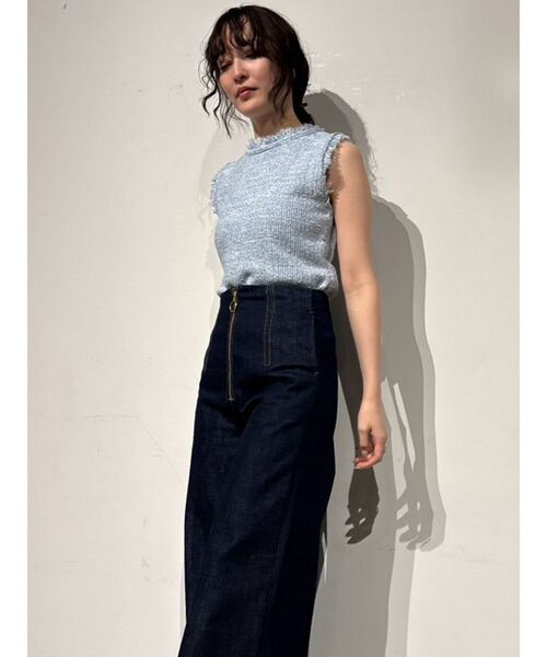 フロントジップデニムバギーパンツ（デニムパンツ）｜LAGUNAMOON