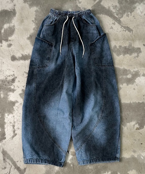 A'GEM/9 × .kom 『A'gem/エージェム』 スプレーデザインワイドパンツ A