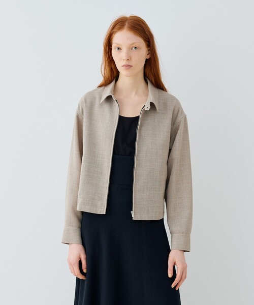 リネンテクスチャー ジップアップジャケット（ブルゾン）｜GALERIE VIE