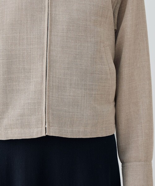 リネンテクスチャー ジップアップジャケット（ブルゾン