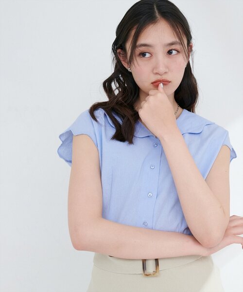 natural couture(ナチュラルクチュール)の「【WEB限定】ゆるスカラップレトロブラウス(シャツ/ブラウス・レディース・オフホワイト/ブラック/サックスブルー/ドット/その他1・FREE)」の12枚目の写真