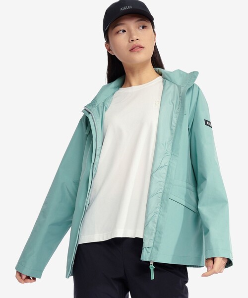 AIGLE（エーグル）の「GORE-TEX WINDSTOPPER ゴアテックスウインドストッパー 防風 透湿 フーデッドジャケット RP マウンテンパーカー（マウンテンパーカー・レディース・ダークブルー/グリーン/ホワイト・34/36/38/40）」の20枚目の写真