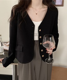 LAFFMO（ラフモ）の「ゴールボタンノーカラージャケット（ノーカラージャケット）」