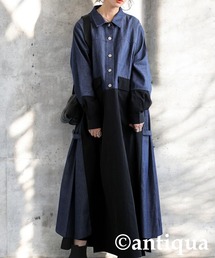 antiqua（アンティカ）の「デニムシャツワンピース（シャツワンピース）」