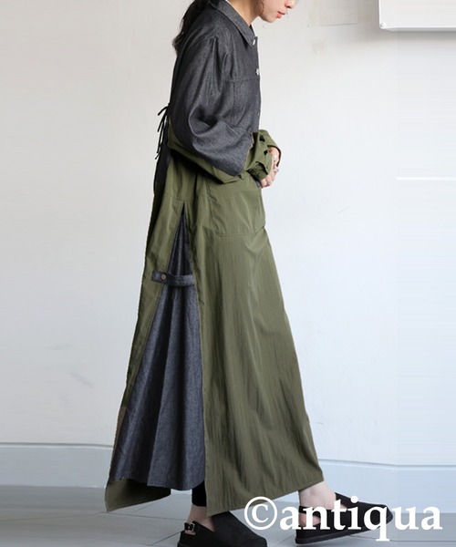 antiqua(アンティカ)の「デニムシャツワンピース(シャツワンピース・レディース・カーキ/ブラック・ONESIZE)」の12枚目の写真