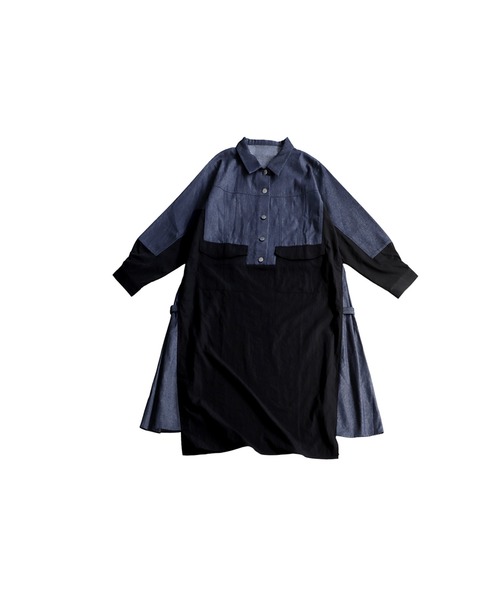 antiqua(アンティカ)の「デニムシャツワンピース(シャツワンピース・レディース・カーキ/ブラック・ONESIZE)」の16枚目の写真