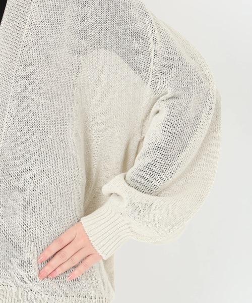 STRAWBERRY-FIELDS（ストロベリーフィールズ）の「ホールガーメント和紙混ニットカーディガン（カーディガン/ボレロ・レディース・ベージュ/ブラック・2）」の8枚目の写真