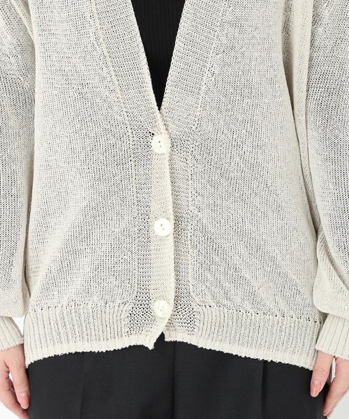 STRAWBERRY-FIELDS（ストロベリーフィールズ）の「ホールガーメント和紙混ニットカーディガン（カーディガン/ボレロ・レディース・ベージュ/ブラック・2）」の9枚目の写真