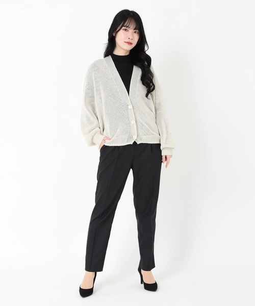 STRAWBERRY-FIELDS（ストロベリーフィールズ）の「ホールガーメント和紙混ニットカーディガン（カーディガン/ボレロ・レディース・ベージュ/ブラック・2）」の10枚目の写真