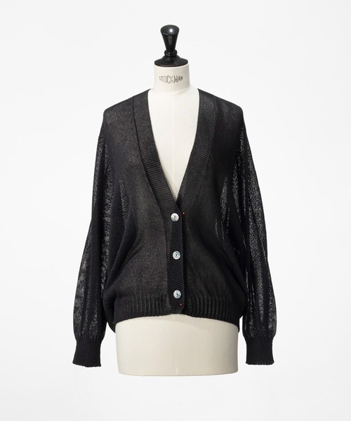 STRAWBERRY-FIELDS（ストロベリーフィールズ）の「ホールガーメント和紙混ニットカーディガン（カーディガン/ボレロ・レディース・ベージュ/ブラック・2）」の12枚目の写真