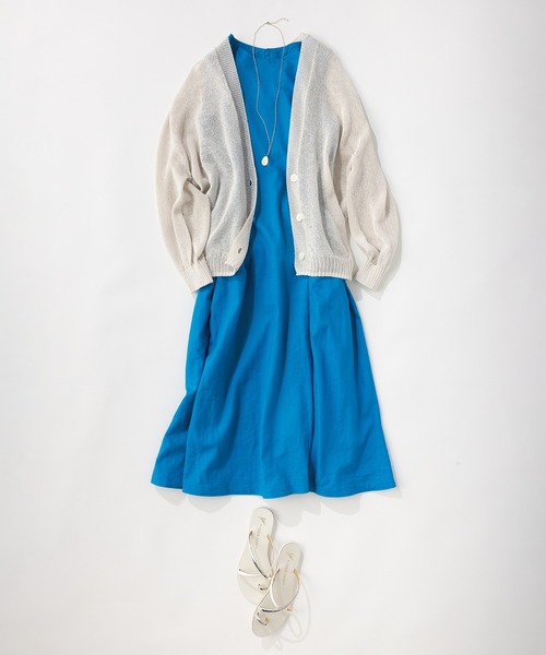 STRAWBERRY-FIELDS（ストロベリーフィールズ）の「ホールガーメント和紙混ニットカーディガン（カーディガン/ボレロ・レディース・ベージュ/ブラック・2）」の11枚目の写真