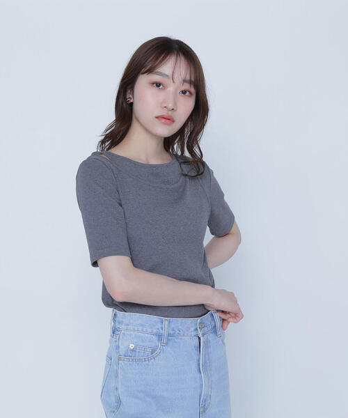 NATURAL BEAUTY BASIC（ナチュラルビューティーベーシック）の「◇レイヤードデザインカットソー（Tシャツ/カットソー・レディース・チャコールグレー/ブラック/カーキ・FREE）」の7枚目の写真