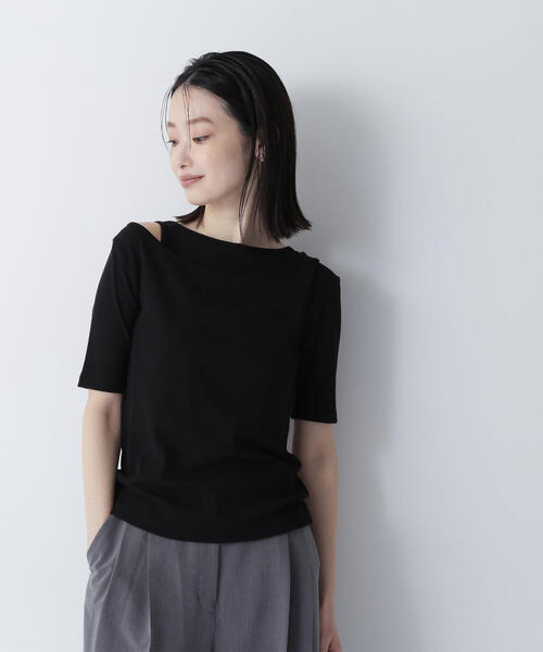 NATURAL BEAUTY BASIC（ナチュラルビューティーベーシック）の「◇レイヤードデザインカットソー（Tシャツ/カットソー・レディース・チャコールグレー/ブラック/カーキ・FREE）」の2枚目の写真