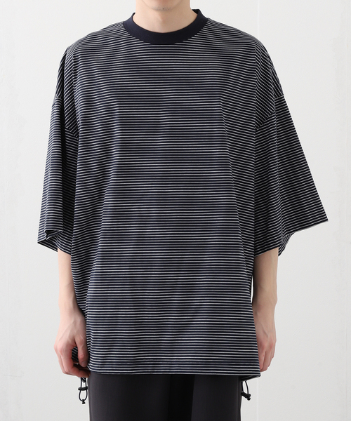 WISM（ウィズム）の「is-ness / イズネス BALLOON BORDER SHORT SLEEVE T-SH（Tシャツ/カットソー・メンズ・ホワイト/ネイビー/ブラック・MEDIUM/LARGE）」の9枚目の写真