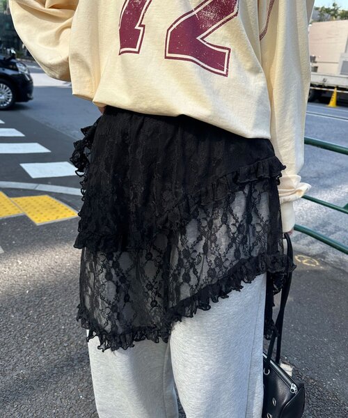 CIAOPANIC（チャオパニック）の「ランダムティアードレーススカート（スカート・レディース・アイボリー/ブラック・ONE SIZE）」の3枚目の写真