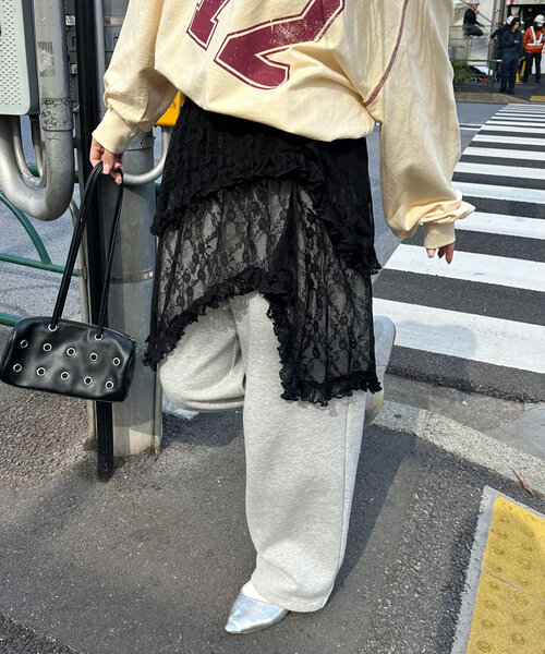 CIAOPANIC（チャオパニック）の「ランダムティアードレーススカート（スカート・レディース・アイボリー/ブラック・ONE SIZE）」の4枚目の写真