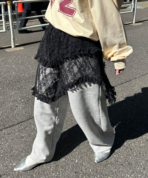 CIAOPANIC（チャオパニック）の「ランダムティアードレーススカート（スカート・レディース・アイボリー/ブラック・ONE SIZE）」の5枚目の写真