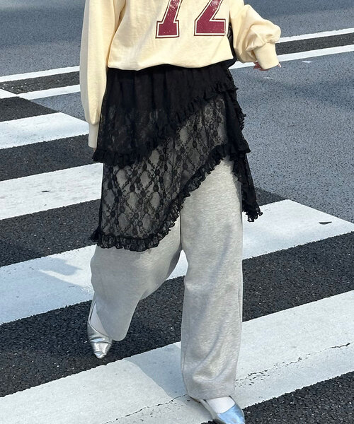CIAOPANIC（チャオパニック）の「ランダムティアードレーススカート（スカート・レディース・アイボリー/ブラック・ONE SIZE）」の6枚目の写真