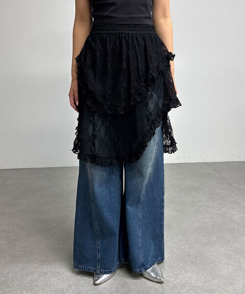 CIAOPANIC（チャオパニック）の「ランダムティアードレーススカート（スカート・レディース・アイボリー/ブラック・ONE SIZE）」の12枚目の写真
